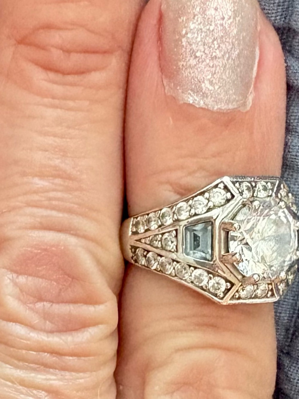 Aquamarine and CZ Ring Size 4.5
